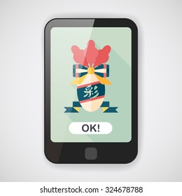 Chinese New Year flat icon with long shadow,eps10, lucky white radish with Chinese words means " Wish it can brings luck to you in the new year."