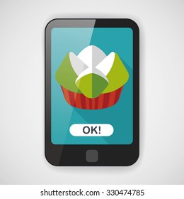 Chinese New Year flat icon with long shadow,eps10 ,Chinese steamed sponge cake means both Ã¢??prosperity and wealth".
