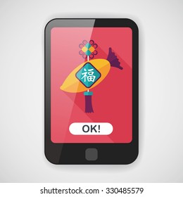 Chinese New Year flat icon with long shadow,eps10, lucky white radish with Chinese words means " Wish it can brings luck to you in the new year."