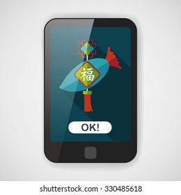 Chinese New Year flat icon with long shadow,eps10, lucky white radish with Chinese words means " Wish it can brings luck to you in the new year."