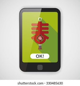 Chinese New Year flat icon with long shadow,eps10, word "Chun", Chinese festival couplets means " wish Spring comes."
