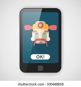 Chinese New Year flat icon with long shadow,eps10, God of wealth