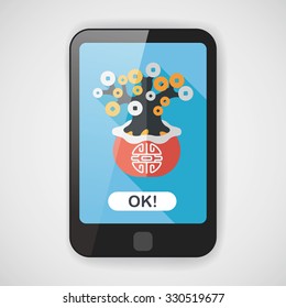 Chinese New Year flat icon with long shadow,eps10, Chinese decoration, Chinese words mean wish you can be wealthy and prosperity.