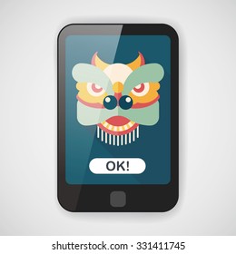 Chinese New Year flat icon with long shadow,eps10,The dragon and lion dancing head