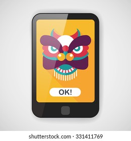 Chinese New Year flat icon with long shadow,eps10,The dragon and lion dancing head