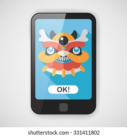 Chinese New Year flat icon with long shadow,eps10,The dragon and lion dancing head