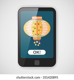 Chinese New Year flat icon with long shadow,eps10, Chinese decorative lantern