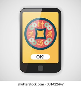 Chinese New Year flat icon with long shadow,eps10, Gold ingot means " wish good luck and fortune come."