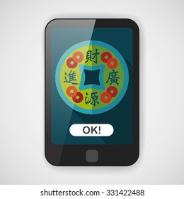 Chinese New Year flat icon with long shadow,eps10, Gold ingot means " wish good luck and fortune come."