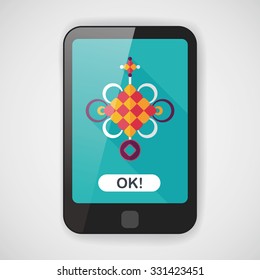 Chinese New Year flat icon with long shadow,eps10, lucky Chinese knot means " wish good luck and fortune comes."