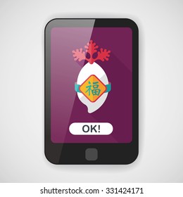 Chinese New Year flat icon with long shadow,eps10, lucky white radish with Chinese words means " Wish it can brings luck to you in the new year."