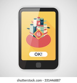 Chinese New Year flat icon with long shadow,eps10, Chinese decorative bamboo means " I wish more and more not only progress but also fortune in your life."