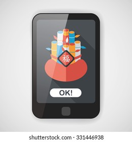 Chinese New Year flat icon with long shadow,eps10, Chinese decorative bamboo means " I wish more and more not only progress but also fortune in your life."