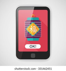Chinese New Year flat icon with long shadow,eps10, Chinese festival couplets with lantern means " wish good luck and fortune comes."