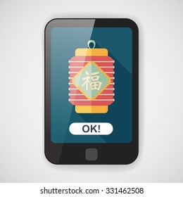 Chinese New Year flat icon with long shadow,eps10, Chinese festival couplets with lantern means " wish good luck and fortune comes."