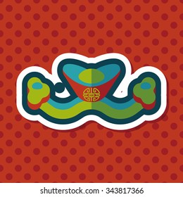 Chinese New Year flat icon with long shadow,eps10, Gold ingot means " wish good luck and fortune come."