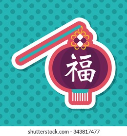 Chinese New Year flat icon with long shadow,eps10, Chinese festival couplets with lantern means " wish good luck and fortune comes."