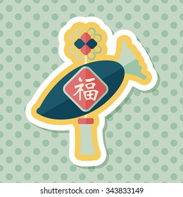 Chinese New Year flat icon with long shadow,eps10, lucky white radish with Chinese words means " Wish it can brings luck to you in the new year."
