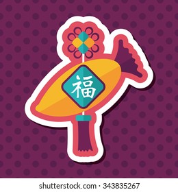 Chinese New Year flat icon with long shadow,eps10, lucky white radish with Chinese words means " Wish it can brings luck to you in the new year."