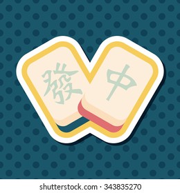 Chinese New Year flat icon icon with long shadow, Chinese mahjong