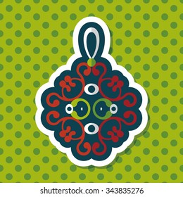 Chinese New Year flat icon with long shadow,eps10, lucky Chinese knot means " wish good luck and fortune comes."