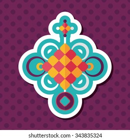 Chinese New Year flat icon with long shadow,eps10, lucky Chinese knot means " wish good luck and fortune comes."