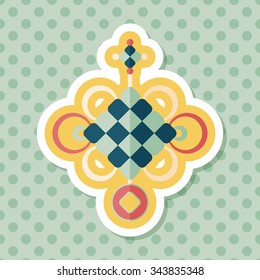 Chinese New Year flat icon with long shadow,eps10, lucky Chinese knot means " wish good luck and fortune comes."