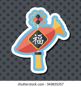 Chinese New Year flat icon with long shadow,eps10, lucky white radish with Chinese words means " Wish it can brings luck to you in the new year."