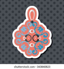Chinese New Year flat icon with long shadow,eps10, lucky Chinese knot means " wish good luck and fortune comes."