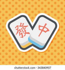 Chinese New Year flat icon icon with long shadow, Chinese mahjong