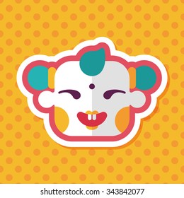 Chinese New Year flat icon with long shadow,eps10, Maitreya doll decoration means "Bless you have wealth, monasticism and popularity."