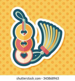 Chinese New Year flat icon with long shadow,eps10, Ancient coins lucky pendant means " wish good luck and fortune comes."