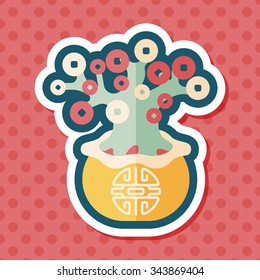 Chinese New Year flat icon with long shadow,eps10, Chinese decoration, Chinese words mean wish you can be wealthy and prosperity.