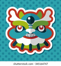 Chinese New Year flat icon with long shadow,eps10,The dragon and lion dancing head