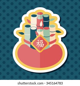 Chinese New Year flat icon with long shadow,eps10, Chinese decorative bamboo means " I wish more and more not only progress but also fortune in your life."