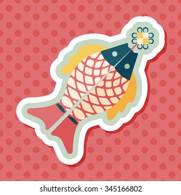 Chinese New Year flat icon with long shadow,eps, Chinese fish lucky pendant means "May you always get more than you wish for." 