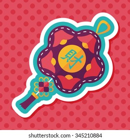 Chinese New Year flat icon with long shadow,eps10, lucky Chinese knot means " wish good luck and fortune comes."