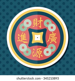 Chinese New Year flat icon with long shadow,eps10, Gold ingot means " wish good luck and fortune come."