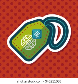 Chinese New Year flat icon with long shadow,eps10, lucky Chinese pendant means " wish good luck and fortune comes."
