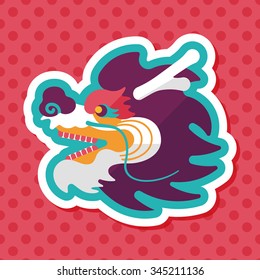 Chinese New Year flat icon with long shadow,eps10,The dragon and lion dancing head