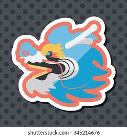 Chinese New Year flat icon with long shadow,eps10,The dragon and lion dancing head