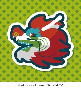Chinese New Year flat icon with long shadow,eps10,The dragon and lion dancing head