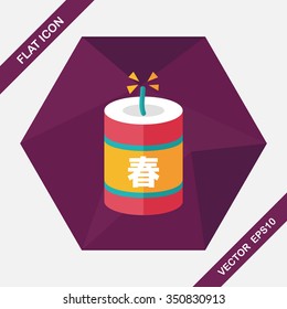 Chinese New Year flat icon, eps10, Chinese festival couplets with firecrackers means " wish the arrival of spring."