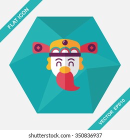 Chinese New Year flat icon with long shadow,eps10, God of wealth
