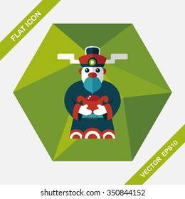 Chinese New Year flat icon with long shadow,eps10, God of wealth