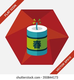 Chinese New Year flat icon, eps10, Chinese festival couplets with firecrackers means " wish the arrival of spring."