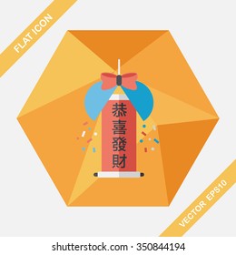 Chinese New Year flat icon with long shadow,eps10, Celebrate decoration ball with Chinese blessing words " May you have a prosperous New Year! Ã¢??