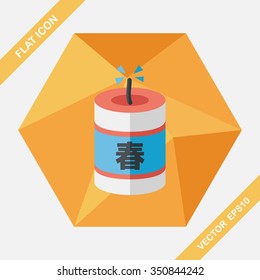 Chinese New Year flat icon, eps10, Chinese festival couplets with firecrackers means " wish the arrival of spring."