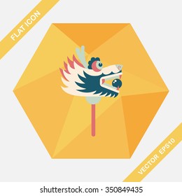 Chinese New Year flat icon with long shadow,eps10,The dragon and lion dancing head