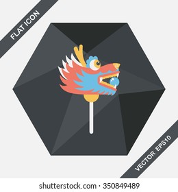 Chinese New Year flat icon with long shadow,eps10,The dragon and lion dancing head